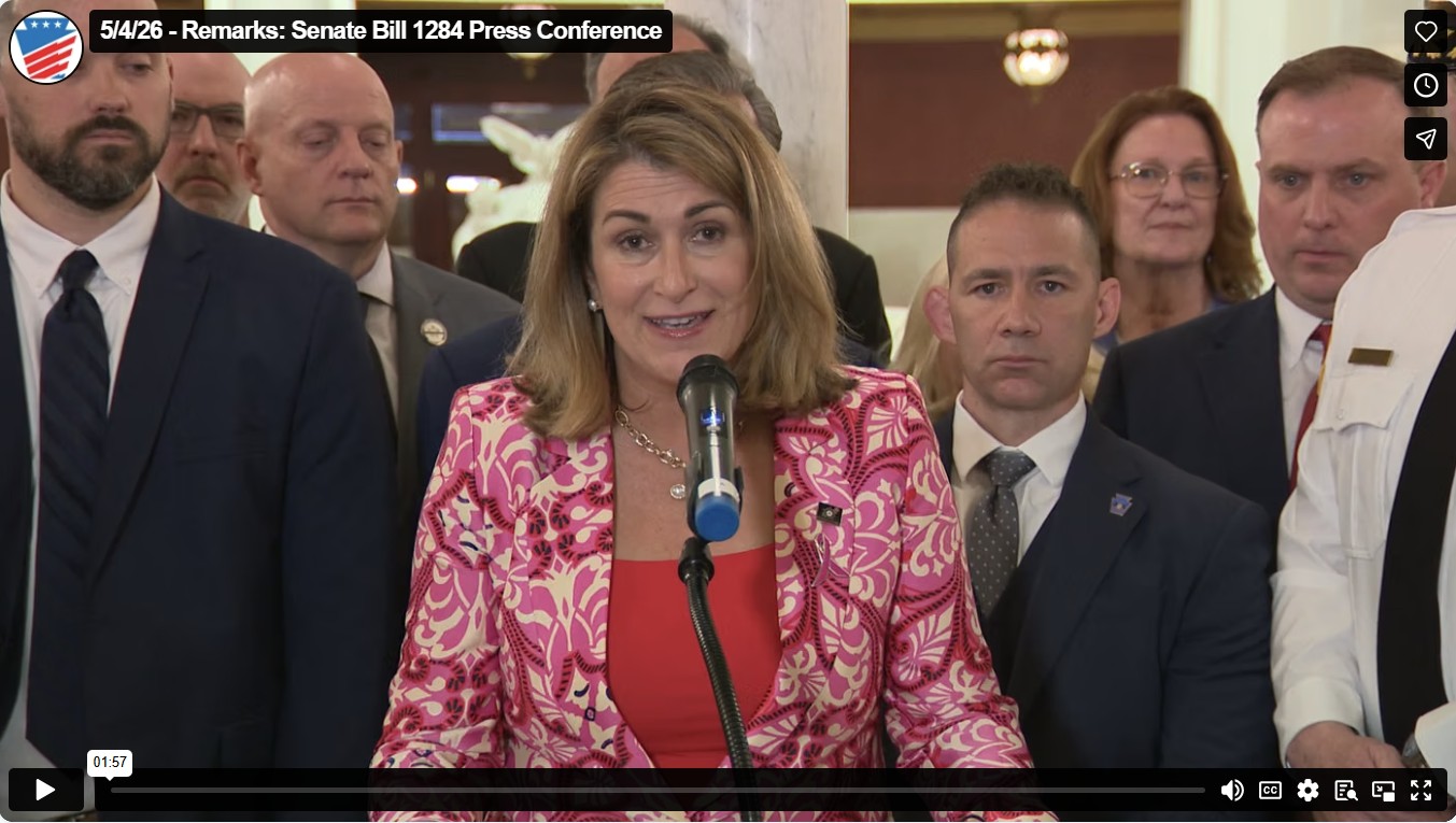 thumbnail of Sen. Brown at press conference for SB1284.