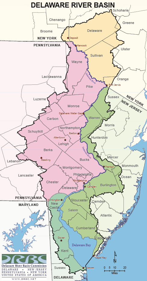 Map of the Delaware River Basin.