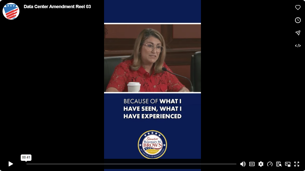 Screenshot of vimeo video of Sen. Browns remarks on Senate Bill 1345
