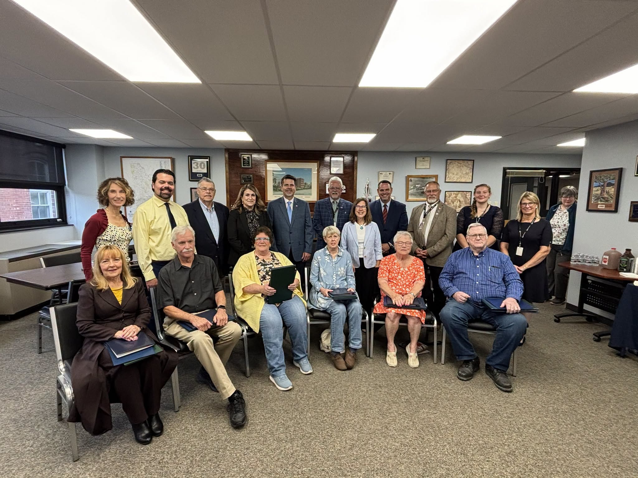 Sen. Rosemary Brown poses with the honorees of the Wayne County Voter Hall of Fame, along with Rep. Jeff Olsommer, Wayne County Commissioners, and more.